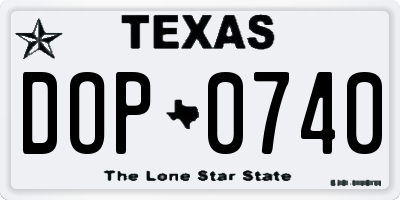 TX license plate DOP0740