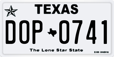 TX license plate DOP0741