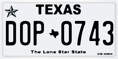 TX license plate DOP0743