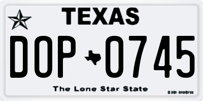 TX license plate DOP0745