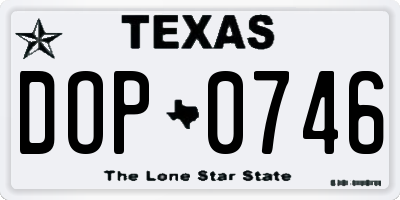 TX license plate DOP0746