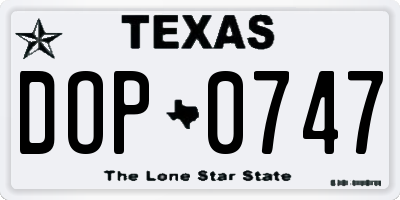 TX license plate DOP0747