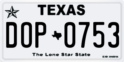 TX license plate DOP0753