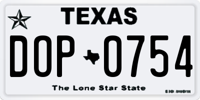 TX license plate DOP0754