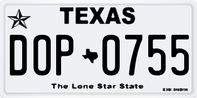TX license plate DOP0755