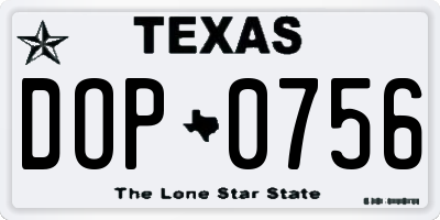 TX license plate DOP0756