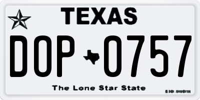 TX license plate DOP0757