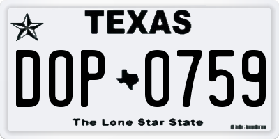 TX license plate DOP0759