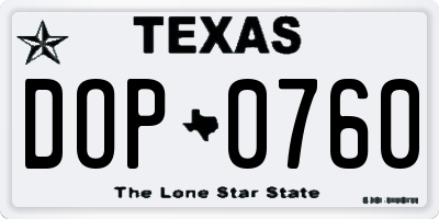 TX license plate DOP0760