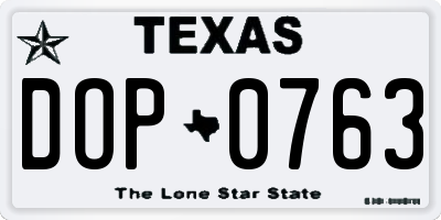 TX license plate DOP0763