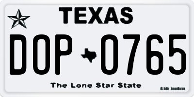 TX license plate DOP0765