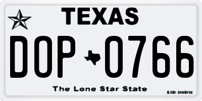 TX license plate DOP0766