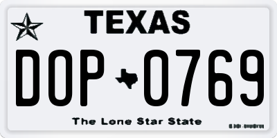 TX license plate DOP0769