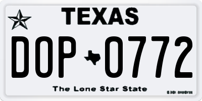 TX license plate DOP0772