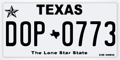 TX license plate DOP0773