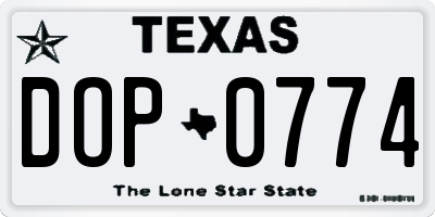 TX license plate DOP0774