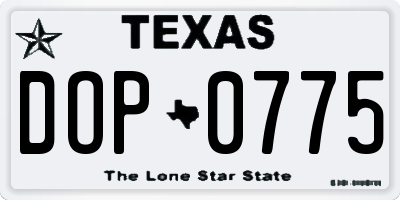 TX license plate DOP0775