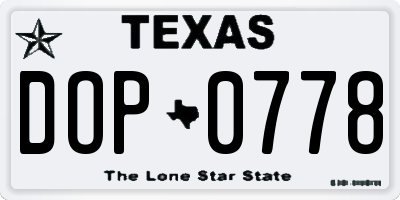 TX license plate DOP0778