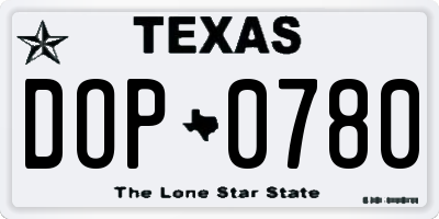 TX license plate DOP0780