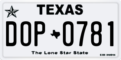 TX license plate DOP0781