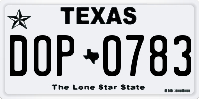 TX license plate DOP0783
