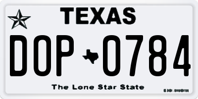 TX license plate DOP0784