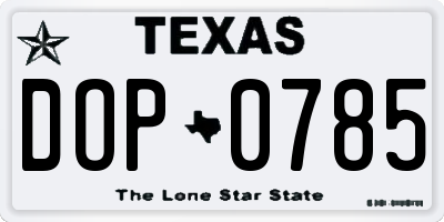 TX license plate DOP0785