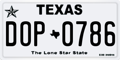 TX license plate DOP0786