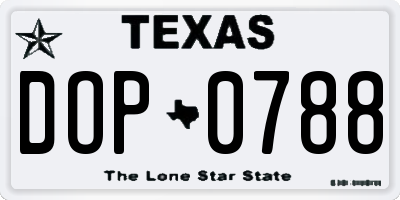 TX license plate DOP0788