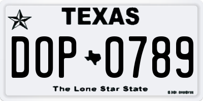 TX license plate DOP0789