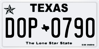 TX license plate DOP0790