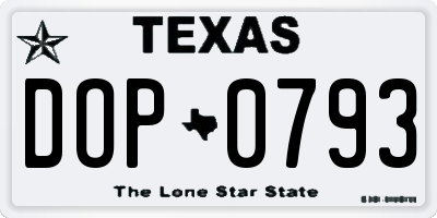 TX license plate DOP0793