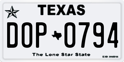 TX license plate DOP0794