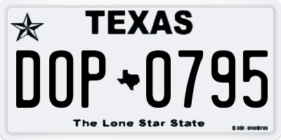 TX license plate DOP0795