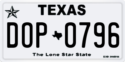 TX license plate DOP0796