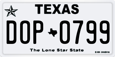 TX license plate DOP0799