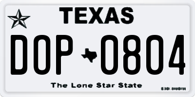 TX license plate DOP0804