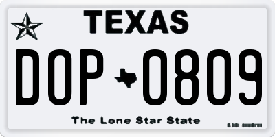 TX license plate DOP0809