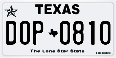 TX license plate DOP0810