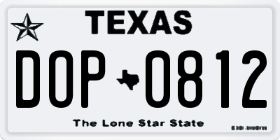 TX license plate DOP0812