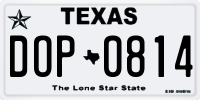 TX license plate DOP0814