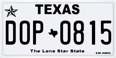 TX license plate DOP0815