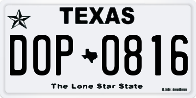 TX license plate DOP0816