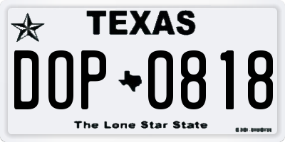 TX license plate DOP0818