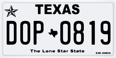 TX license plate DOP0819