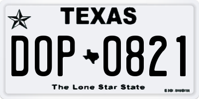 TX license plate DOP0821
