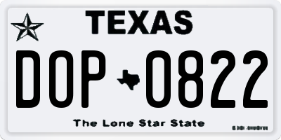 TX license plate DOP0822