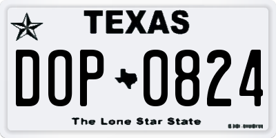 TX license plate DOP0824