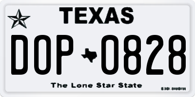 TX license plate DOP0828