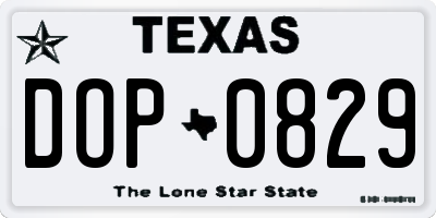TX license plate DOP0829